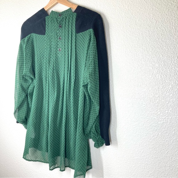 Cabi Get Together Sweater Small Chiffon Back Black and Green 100% Cotton - Picture 11 of 16